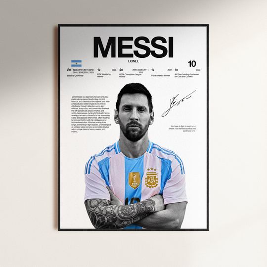 Lionel Messi Poster, Soccer Wall Print, Argentina Football Poster, Sports Decor, FC Barcelona Poster, Soccer Gift