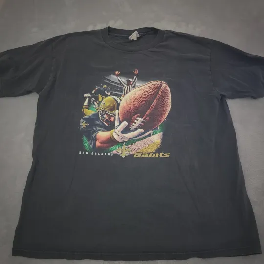 Vintage 90s New Orleans Saints football Apparel Diving Touchdown Men’s T Shirt 2XL