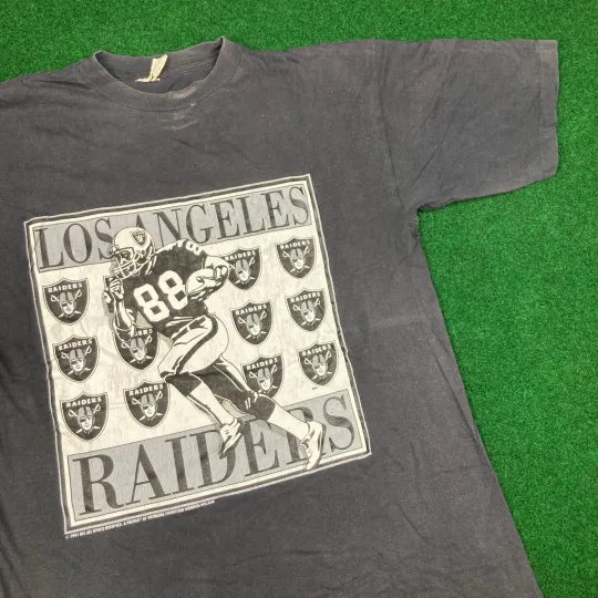 Discover Vintage Los Angeles Raiders Shirt Mens M Black White 1991 football Football Logo 90s