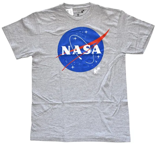 Discover NASA Logo Grey Heather Men's Graphic T-Shirt New Officially Licensed