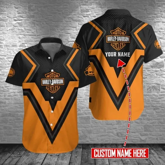Discover Personalized Harley Motor Racing Davidson Casual Button Down Shirt