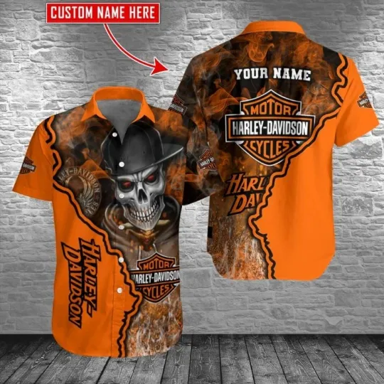 Discover Personalized Harley Motor Racing Davidson Casual Button Down Shirt