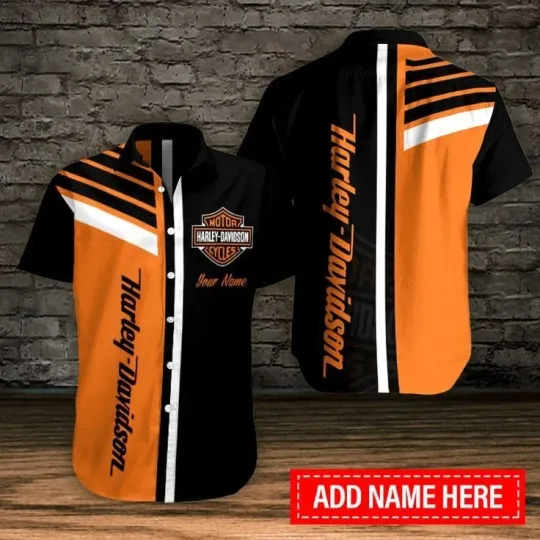 Discover Personalized Harley Motor Racing Davidson Casual Button Down Shirt