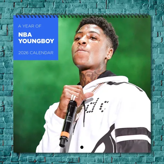 Discover NBA YoungBoy 2026 Wall Calendar, 12-Month Celebrity Photo Calendar