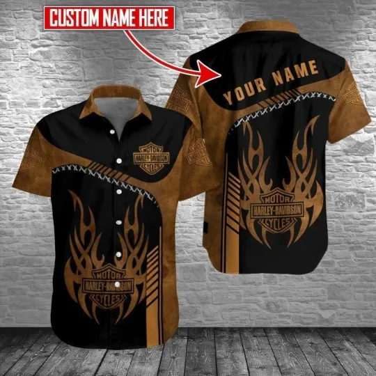 Discover Personalized Harley Motor Racing Davidson Casual Button Down Shirt