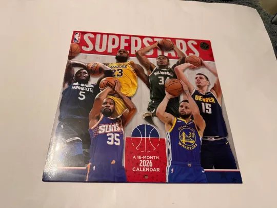Discover 2026 NBA SUPERSTARS Wall Calendar 12 X 24" by DateWorks FAST DELIVERY