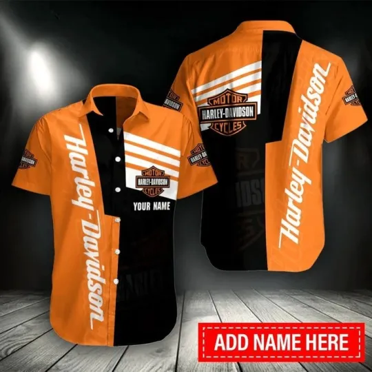 Discover Personalized Harley Motor Racing Davidson Casual Button Down Shirt