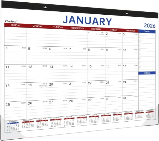 Discover 2026 Desk Calendar - Large Desk Calendar 2026, Jan 2026 - Dec 2026, 12 Months Ca