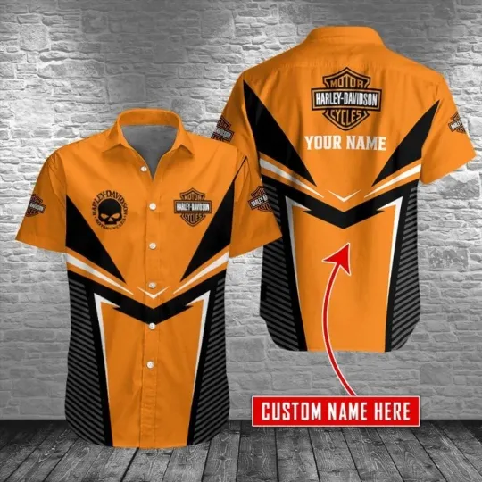 Discover Personalized Harley Motor Racing Davidson Casual Button Down Shirt