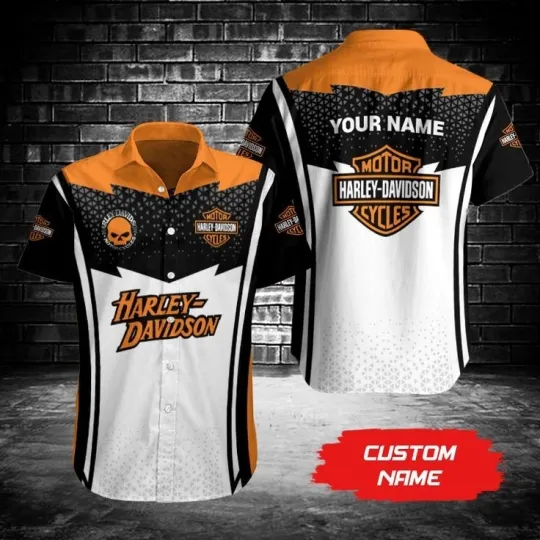 Discover Personalized Harley Motor Racing Davidson Casual Button Down Shirt