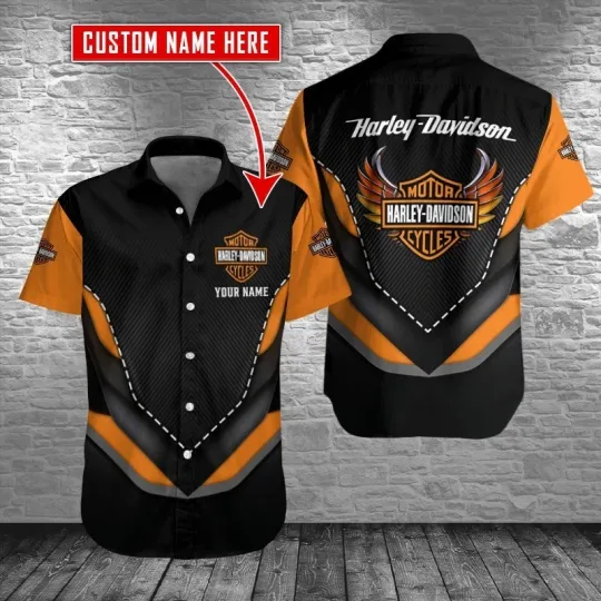 Discover Personalized Harley Motor Racing Davidson Casual Button Down Shirt