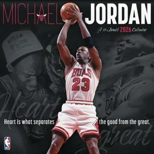 Discover NBA Michael Jordan 2026 Wall Calendar, 12'' X 12'', 16-Months