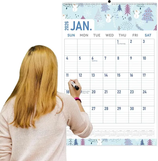 Discover Extra Large Wall Calendar 2026-2027, 30" X 20"Jumbo Desk/Wall Calendar from Jan.
