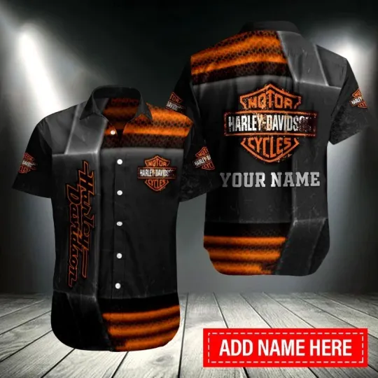 Discover Personalized Harley Motor Racing Davidson Casual Button Down Shirt