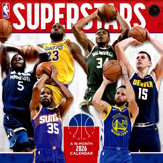Discover 2026 NBA SUPERSTARS Wall Calendar 12 X 24" by DateWorks FAST DELIVERY