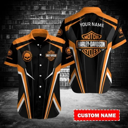 Discover Personalized Harley Motor Racing Davidson Casual Button Down Shirt