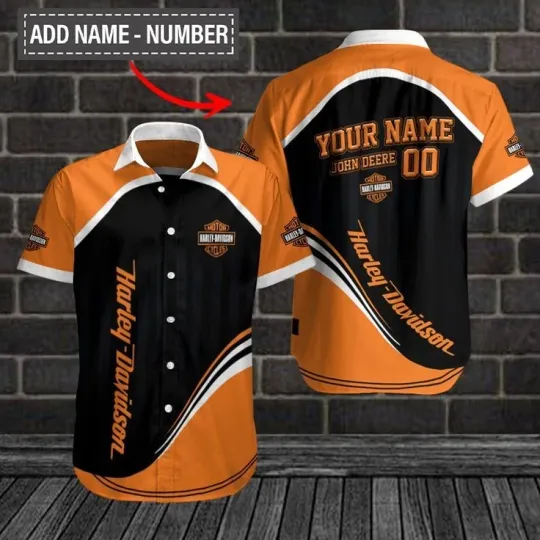 Discover Personalized Harley Motor Racing Davidson Casual Button Down Shirt