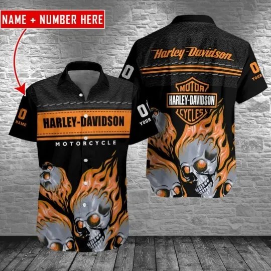 Discover Personalized Harley Motor Racing Davidson Casual Button Down Shirt