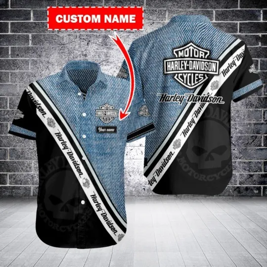Discover Personalized Harley Motor Racing Davidson Casual Button Down Shirt