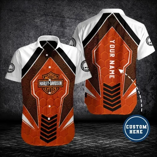 Discover Personalized Harley Motor Racing Davidson Casual Button Down Shirt