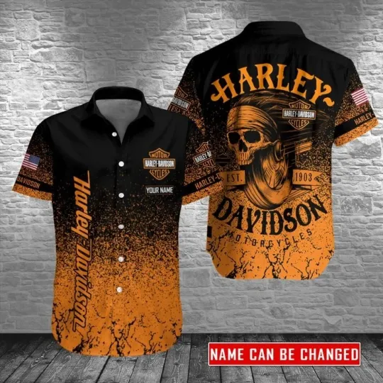 Discover Personalized Harley Motor Racing Davidson Casual Button Down Shirt