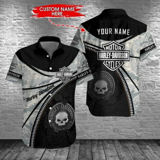 Discover Personalized Harley Motor Racing Davidson Casual Button Down Shirt