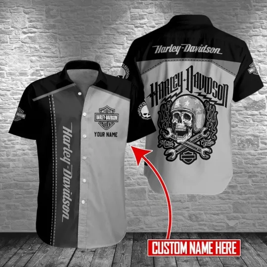 Discover Personalized Harley Motor Racing Davidson Casual Button Down Shirt