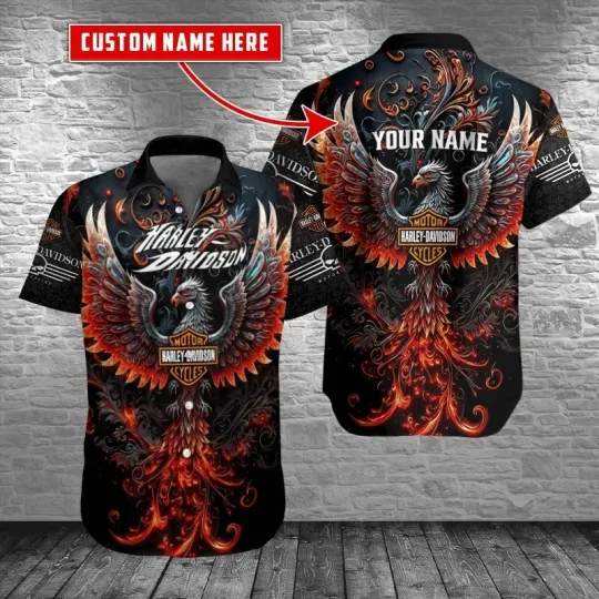 Discover Personalized Harley Motor Racing Davidson Casual Button Down Shirt