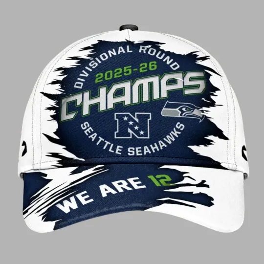 Discover Seattle Seahawks Divisional Round Champs 2026 Classic Baseball Cap, Printed Hat