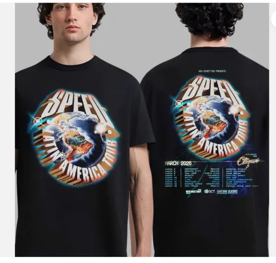 Discover Speed Latin America Tour 2026 Schedule City Dates Two Sided T-Shirt