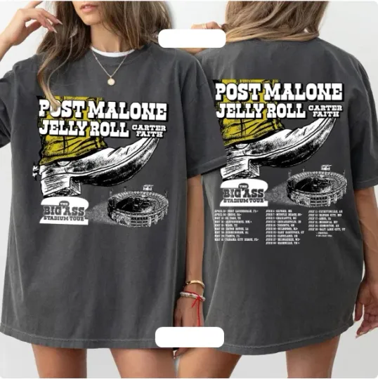 Discover Post Malone Jelly Roll Big Ass Stadium 2026 Tour Shirt