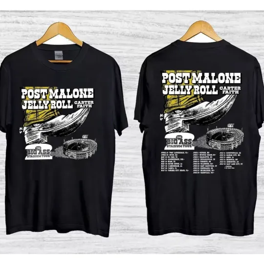 Discover Post Malone Jelly Roll Big Ass Stadium 2026 Tour T-shirt