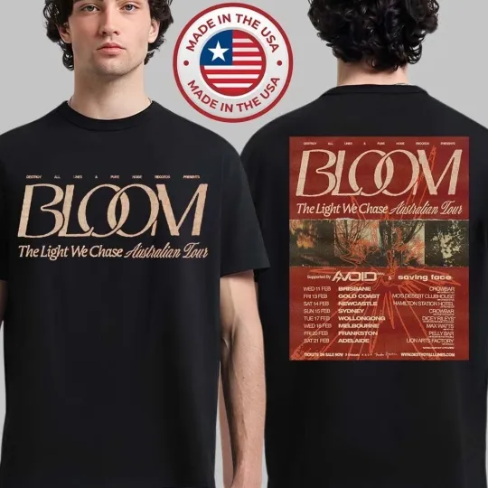 Discover Bloom The Light We Chase Australian Tour 2026 T-Shirt