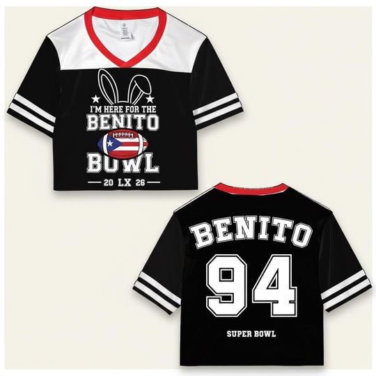 Discover Benito 94 Athletic Crop Jersey, Puerto Rico Mesh Crop Top, Custom Name Benito Bowl Crop, LX Halftime Crop Shirt, Women Sports Fashion Gift