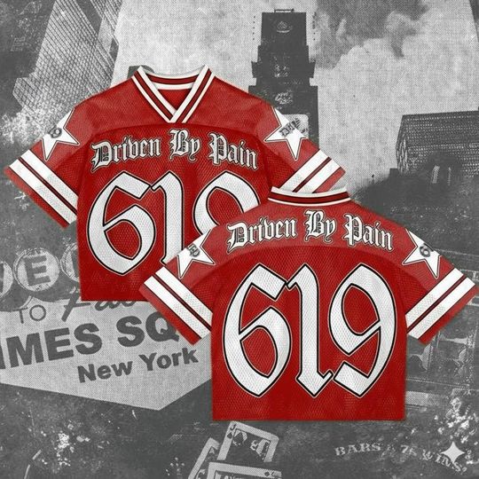 Discover Driven By Pain 619 Red Crop Football Jersey  Vintage Mesh Sports Crop Top, Streetwear Game Day Shirt