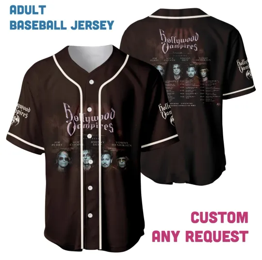 Discover Hollywood Vampires Concert Jersey, Button Down Youth Baseball Jersey