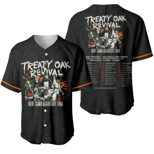Discover Treaty Oak Revival West Texas Degenerate Tour Jersey, Country Rock Baseball