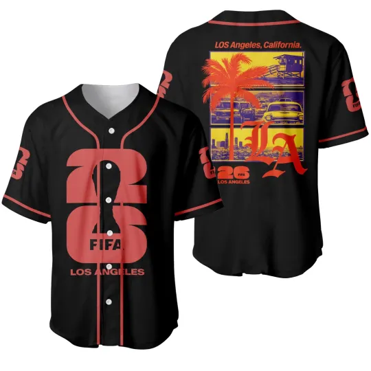 Discover LA FIFA Los Angeles Baseball Jersey – Black Button-Up Streetwear Shirt