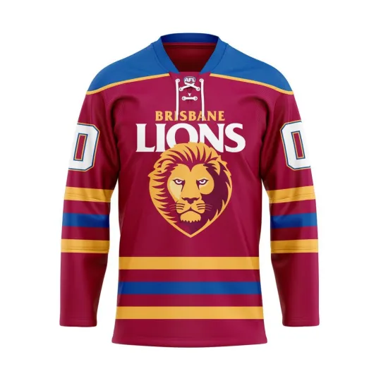 Discover Personalized Brisbane Lions Lace Hockey Shirt Men's Fan Gear Christmas Gift