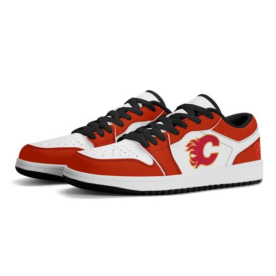 Discover Calgary Flames Low Top Sneakers, NHL Fan Shoes, Gift for Hockey Lovers