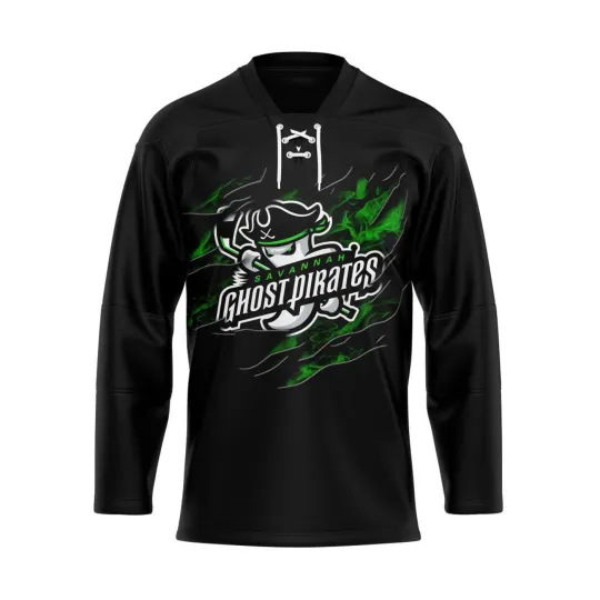 Discover Personalized Savannah Ghost Pirates Lace Hockey Shirt Men's Fan Gear Xmas Gift