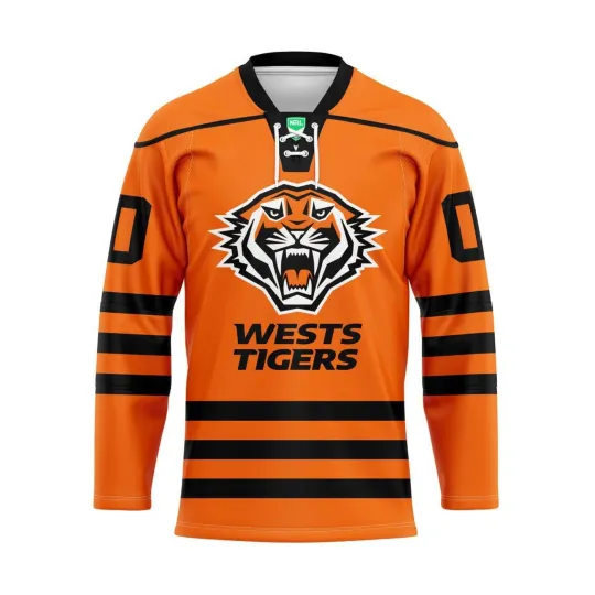 Discover Personalized Wests Tigers Lace Hockey Shirt Men's Fan Gear Christmas Gift