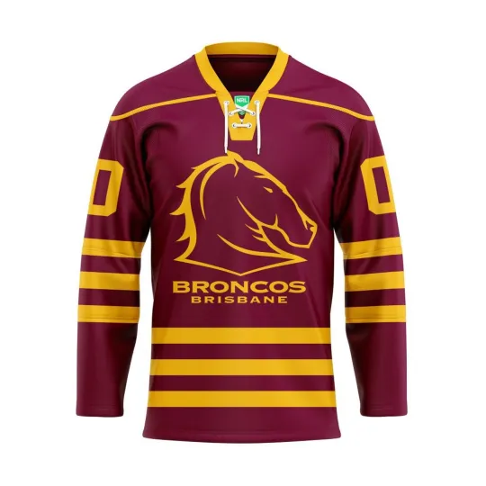 Discover Personalized Brisbane Broncos Lace Hockey Shirt Men's Fan Gear Christmas Gift