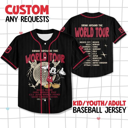 Discover Epcot World Tour Baseball Jersey, Drink Around The World Shirt, Epcot Disney World Shirts, Epcot Drink Around the World Tee