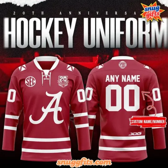Discover Personalized Albm Crimson Tide 20th Anniversary Lace Hockey Shirt Fan Gear