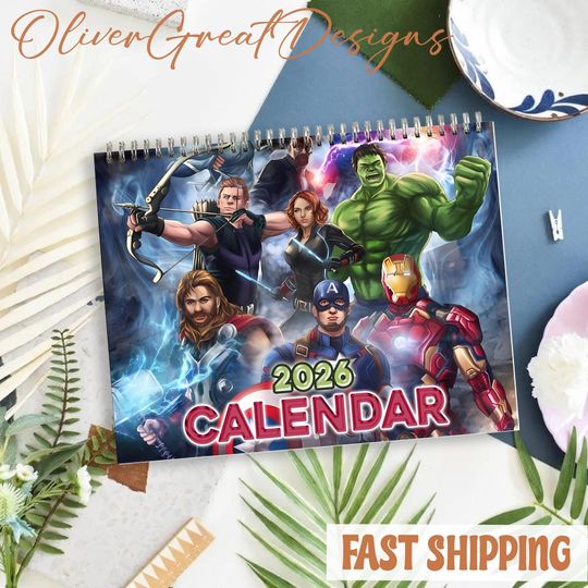 Discover Superheroes Wall Calendar, 2026 Superheroes Wall Calendar Size 8.5" x 11", New Year Gifts