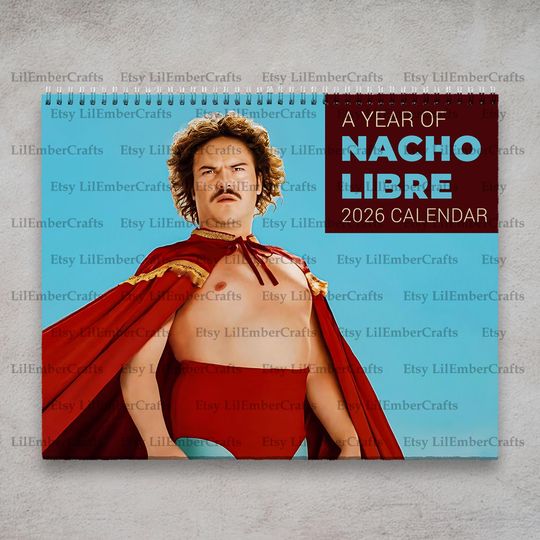 Discover Nacho Libre 2026 Wall Calendar Funny Movie Wall Calendar 2026 Funny Memes In Movie Graphic Calendar, Planner, Home Decorating