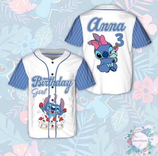 Discover Disney Stitch Kids Birthday Jersey, Disney Birthday Girl Jersey, Stitch Birthday Boy Shirt