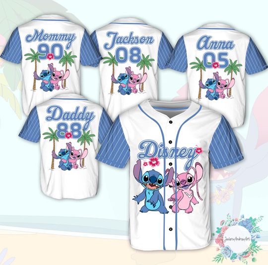 Discover Personalized Stitch Family Baseball Jersey, Stitch Birthday Jersey, Lilo And Stitch Matching Family Jersey