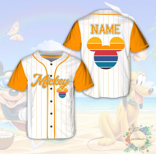 Discover Sunset Mickey Baseball Jersey, Colorful Mickey Baseball Jersey, Magic Kingdom Shirt